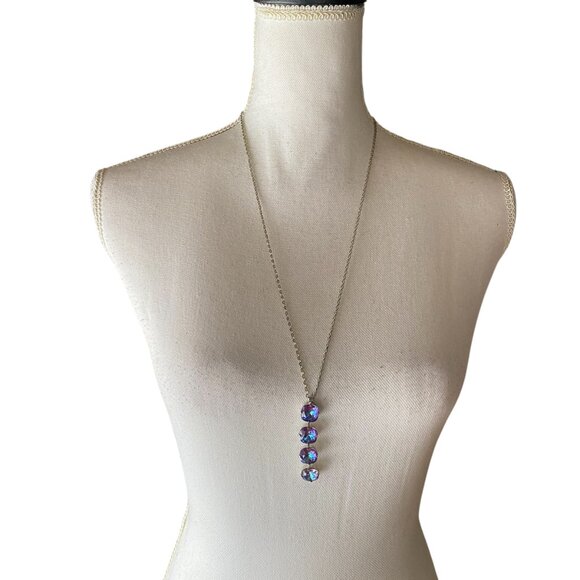 NWT Mariana Medium 4 Stone Cushion Cut Pendant Necklace Purple Blue Crystal - Picture 2 of 15